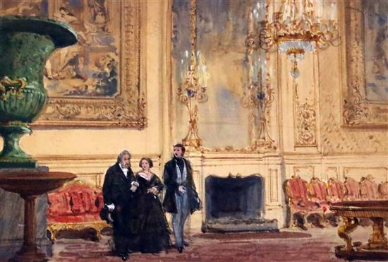 George Cattermole (1800-1868) Queen Victoria, the Prince Consort and the Prime Minister at Windsor Castle 8.5 x 12.5in.